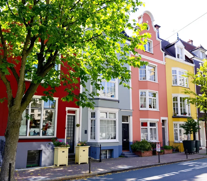 Quartier résidentiel de Saint-Gilles avec ses maisons de maître et grandes fenêtres